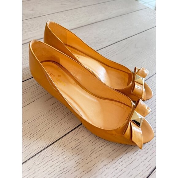 Kate Spade Beige Leather Womens Theresa Open Toe Wedge Pumps Size 8.5B - Picture 4 of 7